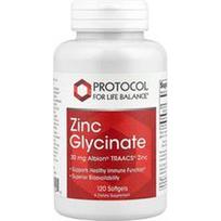 Protocol for Life Balance, Cinko glicinatas, 30 mg, 120 minkštųjų gelių