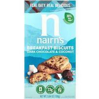 Nairn's, Pusryčių sausainiai, juodasis šokoladas ir kokosas, 4 pakuotės, 5.64 oz (160 g)