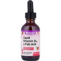 Bluebonnet Nutrition, Skystas vitaminas B-12 ir folio rūgštis, aviečių skonio, 59 ml (2 skysčio uncijos)