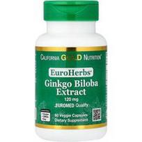California Gold Nutrition, EuroHerbs™, Ginkmedžio ekstraktas, Euromed kokybė, 120 mg, 60 daržovių kapsulių