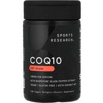 Sports Research, CoQ10, USP klasės su BioPerine, 120 vegetariškų minkštųjų kapsulių
