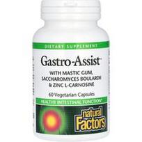 Natural Factors, Gastro-assist™ su mastikos guma, Saccharomyces boulardii ir cinko L-karnozinu, 60 vegetariškų kapsulių