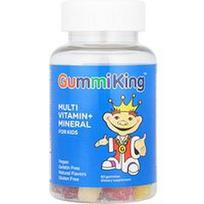 GummiKing, Multivitaminų ir mineralų guminukai vaikams, braškių, apelsinų, citrinų, vynuogių, vyšnių ir greipfrutų, 60 guminukų