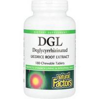 Natural Factors, DGL, deglicirizinuotas saldymedžio šaknų ekstraktas, 180 kramtomųjų tablečių