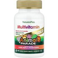 NaturesPlus, Animal Parade® Gold, vaikiškas kramtomasis multivitaminas, vyšnios, vynuogės ir apelsinas, 60 gyvūno formos tablečių