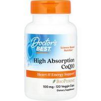 Doctor's Best, Didelės absorbcijos kofermentas Q10 su BioPerine®, 100 mg, 120 auaglinių kapsulių