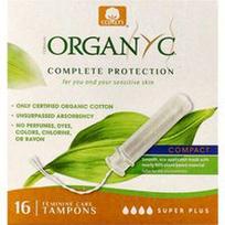 Organyc, Moteriškos priežiūros tamponai, kompaktiški, „Super Plus“, 16 tamponų