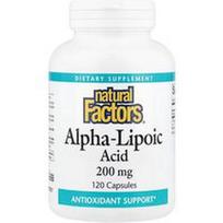 Natural Factors, Alfa-lipoinė rūgštis, 200 mg, 120 kapsulių