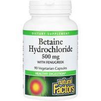 Natural Factors, Betaino hidrochloridas su ožrage, 500 mg, 90 vegetariškų kapsulių