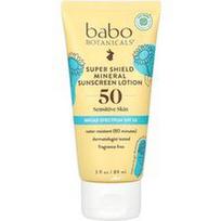 Babo Botanicals, Super Shield mineralinis losjonas nuo saulės, SPF 50, be kvapiųjų medžiagų, 3 fl oz (89 ml)