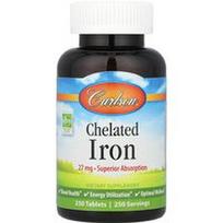 Carlson, Chelatinė geležis, 27 mg, 250 tablečių