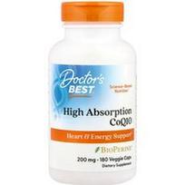 Doctor's Best, Didelės absorbcijos CoQ10, 200 mg, 180 daržovių dangteliai