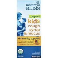 Mommy's Bliss, Organinis vaikams skirtas kosulio sirupas ir gleivių sirupas + imuniteto stiprinimas, 1–12 metų vaikams, šeivamedžio uogų skonio, 120 ml