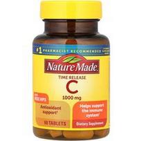 Nature Made, Vitaminas C su erškėtuogėmis, pailginto atpalaidavimo, 1000 mg, 60 tablečių