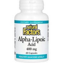 Natural Factors, Alfa-lipoinė rūgštis, 400 mg, 60 kapsulių