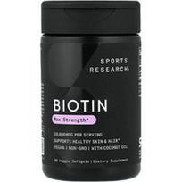 Sports Research, Biotinas, 10 000 mcg, 30 vegetariškų minkštųjų kapsulių