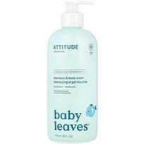 ATTITUDE, „Baby Leaves™“ šampūnas ir prausiklis kūnui, „Labos nakties“, 473 ml