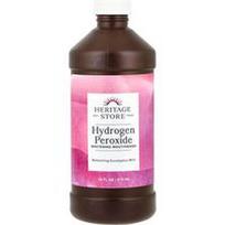 Heritage Store, Balinamasis burnos skalavimo skystis su vandenilio peroksidu, gaivinantis eukalipto ir mėtų aromatas, 473 ml