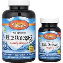 Carlson, Laukiniai norvegiški, elitiniai Omega-3 brangakmeniai®, natūrali citrina, 120 minkštų gelių