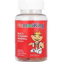GummiKing, Multi vitaminas + mineralas vaikams, vynuogių, citrinų, apelsinų, braškių ir vyšnių, 60 guminukų