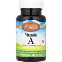 Carlson, Vitaminas A, 7 500 mcg RAE (25 000 TV), 100 minkštųjų kapsulių