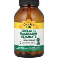 Country Life, Chelatinis magnio glicinatas, 180 tablečių (133 mg vienoje tabletėje)