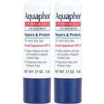 Aquaphor, Lūpų atkuriamoji lazdelė + kremas nuo saulės, SPF 30, be kvapiųjų medžiagų, 2 lazdelės, po 0,17 uncijos (4,8 g)