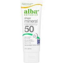 Alba Botanica, Skaidrus mineralinis apsauginis losjonas nuo saulės, SPF 50, be kvapiklių, 89 ml