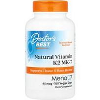 Doctor's Best, Natūralus vitaminas K2 MK-7 , 45 mcg, 180 daržovių dangteliai
