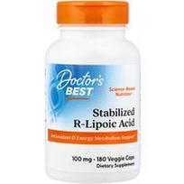 Doctor's Best, Stabilizuota R-lipoinė rūgštis, 100 mg, 180 vegetariškų kapsulių
