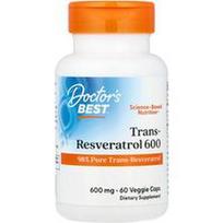 Doctor's Best, Trans-resveratrolis 600, 600 mg, 60 vegetariškų kapsulių