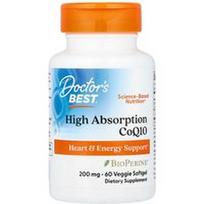 Doctor's Best, Didelės absorbcijos CoQ10, 60 daržovių minkštasis gelis