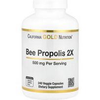 California Gold Nutrition, Bičių propolis 2X, koncentruotas ekstraktas, 500 mg, 240 daržovių kapsulių