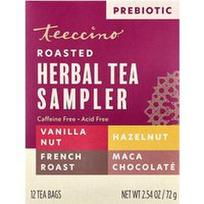 Teeccino, Prebiotinių skrudintų žolelių arbatos rinkinys, 4 skoniai, be kofeino, 12 arbatos pakelių, 72 g