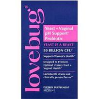 LoveBug Probiotics, Mielės + makšties pH palaikymo probiotikas, 50 milijardų KFV, 30 kapsulių