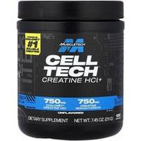 MuscleTech, „Cell Tech™“ kreatino hidrochloridas+, be skonio, 211 g
