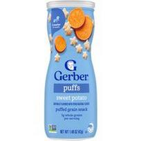 Gerber, „Puffs“, pūstų grūdų užkandis, 8+ mėnesių, saldžiosios bulvės, 42 g