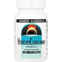 Source Naturals, Hidroksokobalaminas, Vitaminas B12, Vyšnia , 1 mg, 120 pastilių