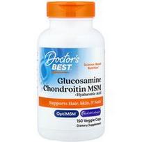 Doctor's Best, Gliukozamino chondroitino MSM + hialurono rūgšties, 150 vegetariškų kapsulių