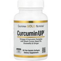 California Gold Nutrition, „CurcuminUP™“ su omega-3 kurkumino kompleksu, juodųjų kmynų aliejumi, bosvelija ir imbieru, 30 žuvies želatinos minkštųjų kapsulių