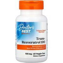 Doctor's Best, Trans-resveratrolis 100, 60 vegetariškų kapsulių