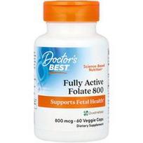Doctor's Best, Visiškai aktyvus folio rūgštis 800, 800 mcg, 60 daržovių dangteliai