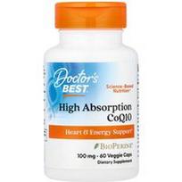 Doctor's Best, Didelės absorbcijos kofermentas Q10, 100 mg, 60 vegetariškų kapsulių