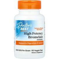 Doctor's Best, Didelės koncentracijos bromelainas, 500 mg, 90 vegetariškų kapsulių