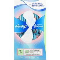 Always, „Infinity Flex Foam“ putplastis su „Flexi-Wings™“ sparneliais, 2 dydis, stipriai pratekantis, bekvapis, 32 įklotai