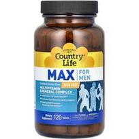Country Life, „Max For Men“, multivitaminų ir mineralų kompleksas, be geležies, 120 tablečių