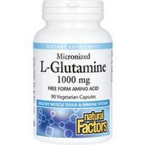 Natural Factors, Mikronizuotas L-glutaminas, 1 000 mg, 90 vegetariškų kapsulių