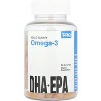 T-RQ, Suaugusiųjų guminukai Omega-3, DHR + EPR, citrina, apelsinas, braškės, 60 guminukų