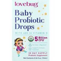 LoveBug Probiotics, Kūdikių probiotikų lašai su vitaminu D, 0.34 fl oz (10 ml)