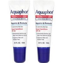 Aquaphor, Lūpų apsauga + kremas nuo saulės, SPF 30, be kvapiųjų medžiagų, 2 tūbelės, po 0,35 fl oz (10 ml)